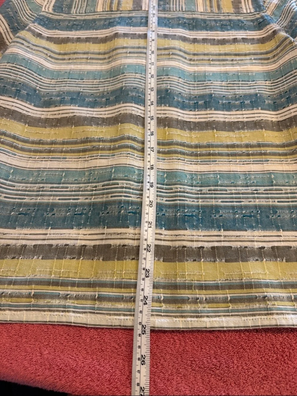 Alfred Dunner Striped Cotton Blend Utility Jacket in Teal, Yellow & White